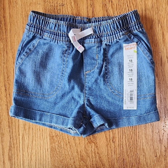 Blue Denim Jean Shorts Infant Baby Toddler 18 months light weight pockets Girl's - Picture 1 of 4